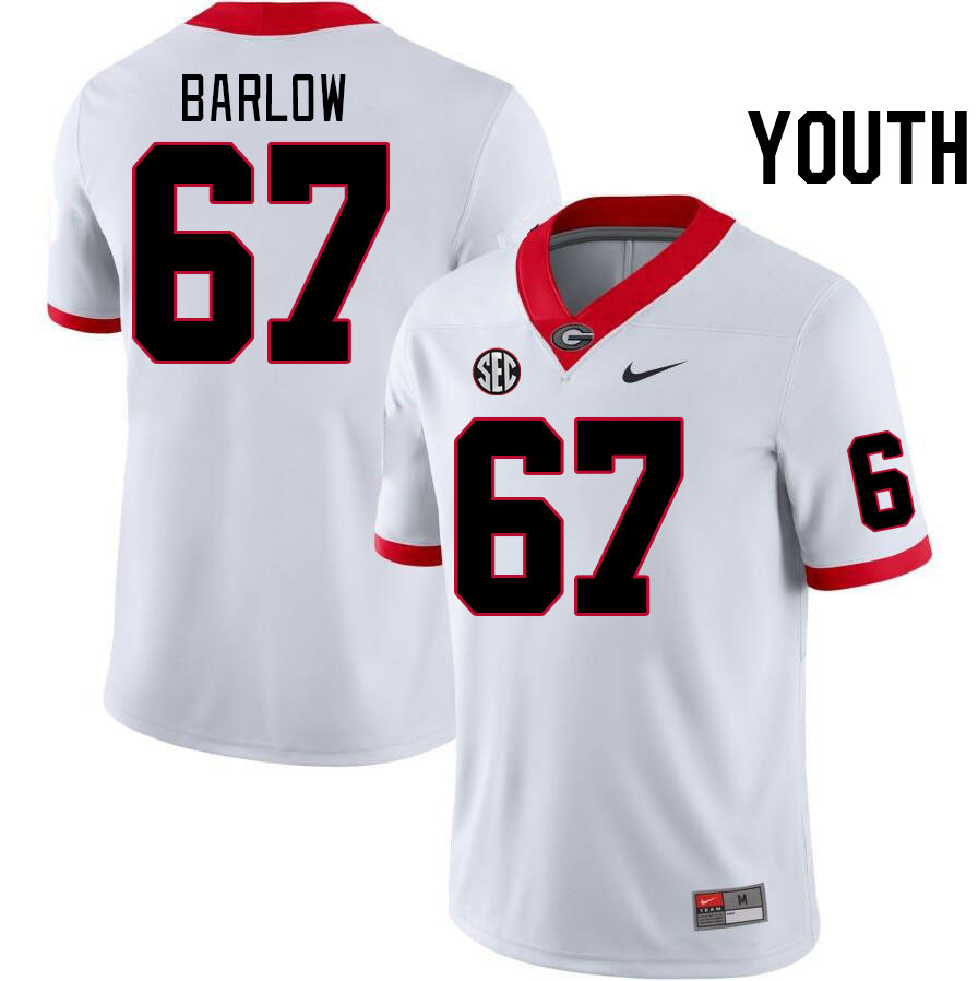 Youth #67 Clinton Barlow Georgia Bulldogs College Football Jerseys Stitched-White